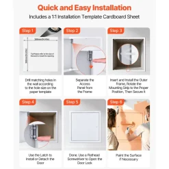 VEVOR Access Panel for Drywall, 15.2 x 15.2 in Galvanized Steel Access Door, Easy Install Hinged Service Panel with Screwdriver Latch, for Ceiling Plumbing Electrical, 14.4 x 14.4 in Cutout Size White