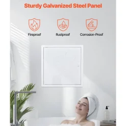 VEVOR Access Panel for Drywall, 15.2 x 15.2 in Galvanized Steel Access Door, Easy Install Hinged Service Panel with Screwdriver Latch, for Ceiling Plumbing Electrical, 14.4 x 14.4 in Cutout Size White