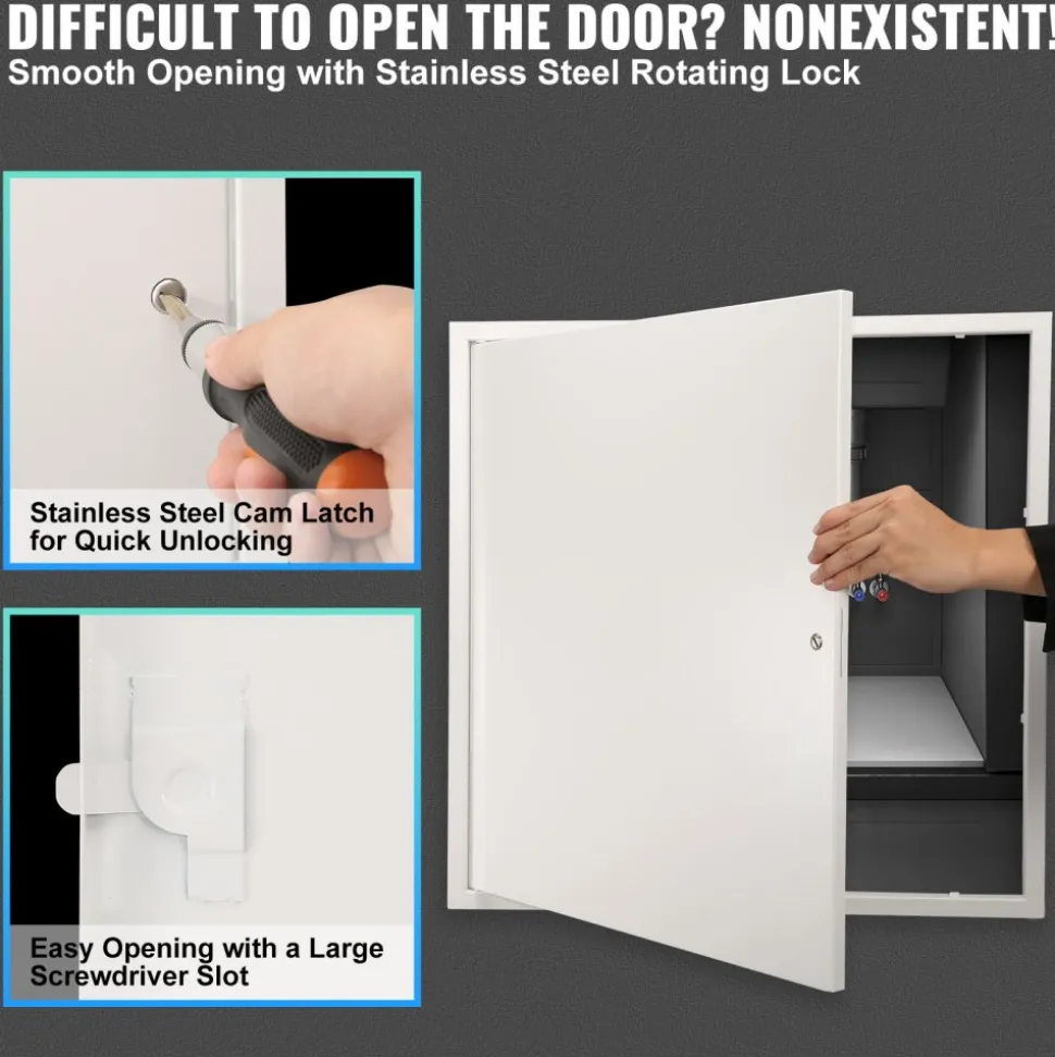 VEVOR Access Panel for Drywall & Ceiling, 24 x 24 Inch Plumbing Access Panels, Reinforced Access Door, Heavy-Duty Steel Wall Hole Cover, Easy Install Removable Hinged Panel for Wiring & Cables, Silver