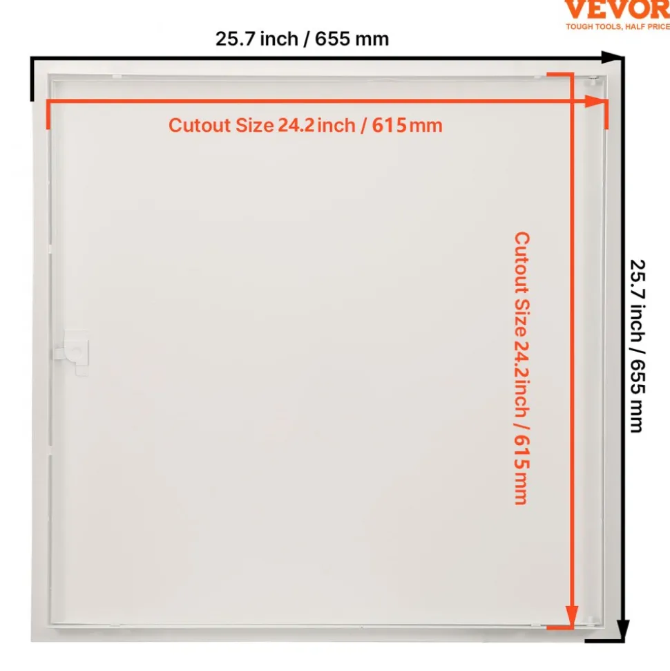 VEVOR Access Panel for Drywall & Ceiling, 24 x 24 Inch Plumbing Access Panels, Reinforced Access Door, Heavy-Duty Steel Wall Hole Cover, Easy Install Removable Hinged Panel for Wiring & Cables, Silver