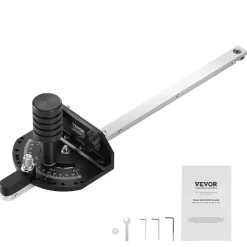 VEVOR Accurate Miter Gauge, Fits Slots 3/4'' x 3/8'', Crafted from Aluminum Alloy, Features 15 Adjustable Angle Stops, Spring-Loaded Plunger & Detachable Disc, Ideal for Woodwork & Table Saws