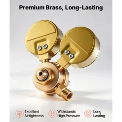 VEVOR Acetylene Regulator, Precise Acetylene Regulator, 0-400PSI Welding Gas Gauge with CGA-200 Inlet Connection & 9/16