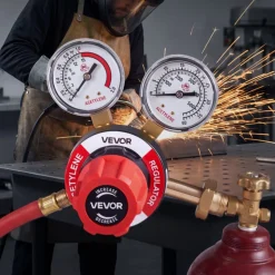 VEVOR Acetylene Regulator, Precise Acetylene Regulator, 0-500PSI Welding Gas Gauge with CGA-510 Inlet Connection & 9/16