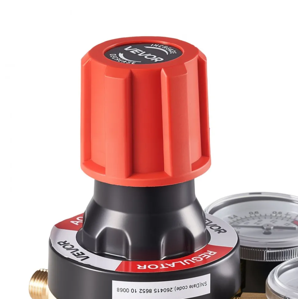 VEVOR Acetylene Regulator, Precise Acetylene Regulator, 0-500PSI Welding Gas Gauge with CGA-510 Inlet Connection & 9/16"-18 LH Outlet Connection, PC Knob Adjustment