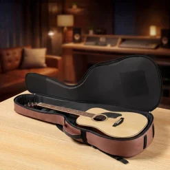 VEVOR Acoustic Guitar Bag , 47.1 Inch, Hard-Shell Protective Travel Carrying Case with Accessory Compartment, Foam Padding, Portable Handle, Shoulder Straps, for 41 Inch Acoustic Guitars, Brown