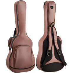 VEVOR Acoustic Guitar Bag , 47.1 Inch, Hard-Shell Protective Travel Carrying Case with Accessory Compartment, Foam Padding, Portable Handle, Shoulder Straps, for 41 Inch Acoustic Guitars, Brown