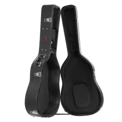 VEVOR Acoustic Guitar Hard Case, 43.31 in Gourd-Shaped Guitar Hard Case, With Lock Latch Key Handle, PVC Padding Soft Lining Water-Resistant Hard Shell Guitar Case, for 39-41 in Acoustic Guitar, Black