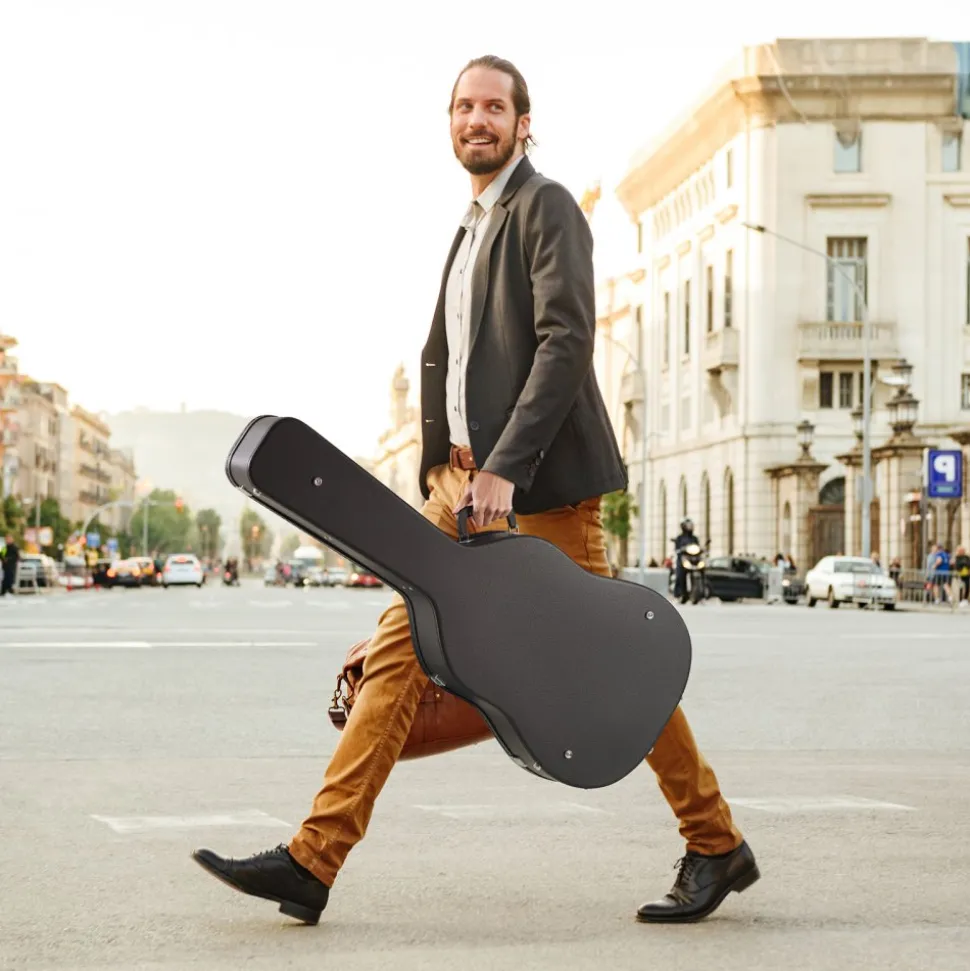 VEVOR Acoustic Guitar Hard Case, 43.31 in Gourd-Shaped Guitar Hard Case, With Lock Latch Key Handle, PVC Padding Soft Lining Water-Resistant Hard Shell Guitar Case, for 39-41 in Acoustic Guitar, Black