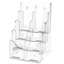 VEVOR Acrylic Brochure Holder 8.5 x 11 inch, 4-Tier Clear Acrylic Literature Display Stand, Plastic Literature Organizer Flyer Stand & Removable Divider for Office Exhibition, Countertop or Wall Mount