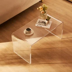 VEVOR Acrylic Coffee Table, C-Shaped Clear Acrylic End Table, 16.3 inch high Transparent Acrylic Side Table, for Coffee, Drink, Food, Snack used in Living Room, Courtyard, Terrace