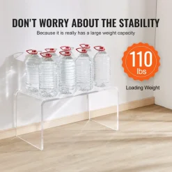 VEVOR Acrylic Coffee Table, C-Shaped Clear Acrylic End Table, 16.3 inch high Transparent Acrylic Side Table, for Coffee, Drink, Food, Snack used in Living Room, Courtyard, Terrace