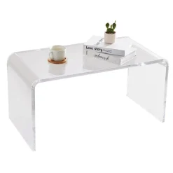VEVOR Acrylic Coffee Table, C-Shaped Clear Acrylic End Table, 16.3 inch high Transparent Acrylic Side Table, for Coffee, Drink, Food, Snack used in Living Room, Courtyard, Terrace