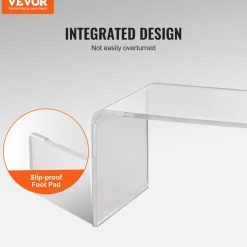 VEVOR Acrylic Coffee Table, C-Shaped Clear Acrylic End Table, 16.3 inch high Transparent Acrylic Side Table, for Coffee, Drink, Food, Snack used in Living Room, Courtyard, Terrace