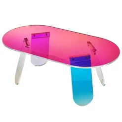 VEVOR Acrylic Coffee Table, Iridescent Acrylic End Table, 13.8 inch high Colorful Acrylic Side Table, for Coffee, Drink, Food, Snack used in Living Room, Courtyard, Terrace