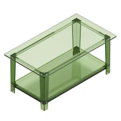 VEVOR Acrylic Coffee Table, 2 Tiers Center Table with Storage Shelf, Modern Rectangle Acrylic Coffee Desk, Ideal for Dining Room, Kitchen Island, Restaurant, Office, 19.7 x 31.5 x 15.7 in (Green)