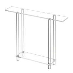 VEVOR Acrylic Console Table, 2 Tiers Narrow Side Desk with Bottom Open Storage, Modern Rectangle Acrylic End Table, Transparent Entry Desk for Foyer, Hallway, Living Room, 7.6 x 39.4 x 31.5 in (Clear)