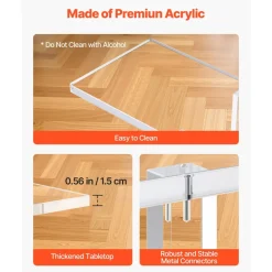 VEVOR Acrylic Console Table, 2 Tiers Narrow Side Desk with Bottom Open Storage, Modern Rectangle Acrylic End Table, Transparent Entry Desk for Foyer, Hallway, Living Room, 7.6 x 39.4 x 31.5 in (Clear)