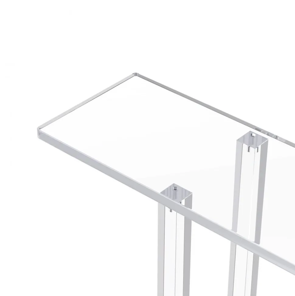 VEVOR Acrylic Console Table, 2 Tiers Narrow Side Desk with Bottom Open Storage, Modern Rectangle Acrylic End Table, Transparent Entry Desk for Foyer, Hallway, Living Room, 7.6 x 39.4 x 31.5 in (Clear)