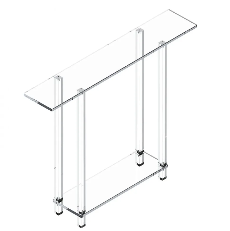 VEVOR Acrylic Console Table, 2 Tiers Narrow Side Desk with Bottom Open Storage, Modern Rectangle Acrylic End Table, Transparent Entry Desk for Foyer, Hallway, Living Room, 7.6 x 39.4 x 31.5 in (Clear)