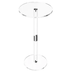VEVOR Acrylic Drink Table, Clear End Table Round Top with Solid Post, Modern Acrylic Cake Table Stand, Transparent Side Desk for Coffee, Drink, Food, Snack, Easy Assembly, 10 x 10 x 21.3 in (Clear)