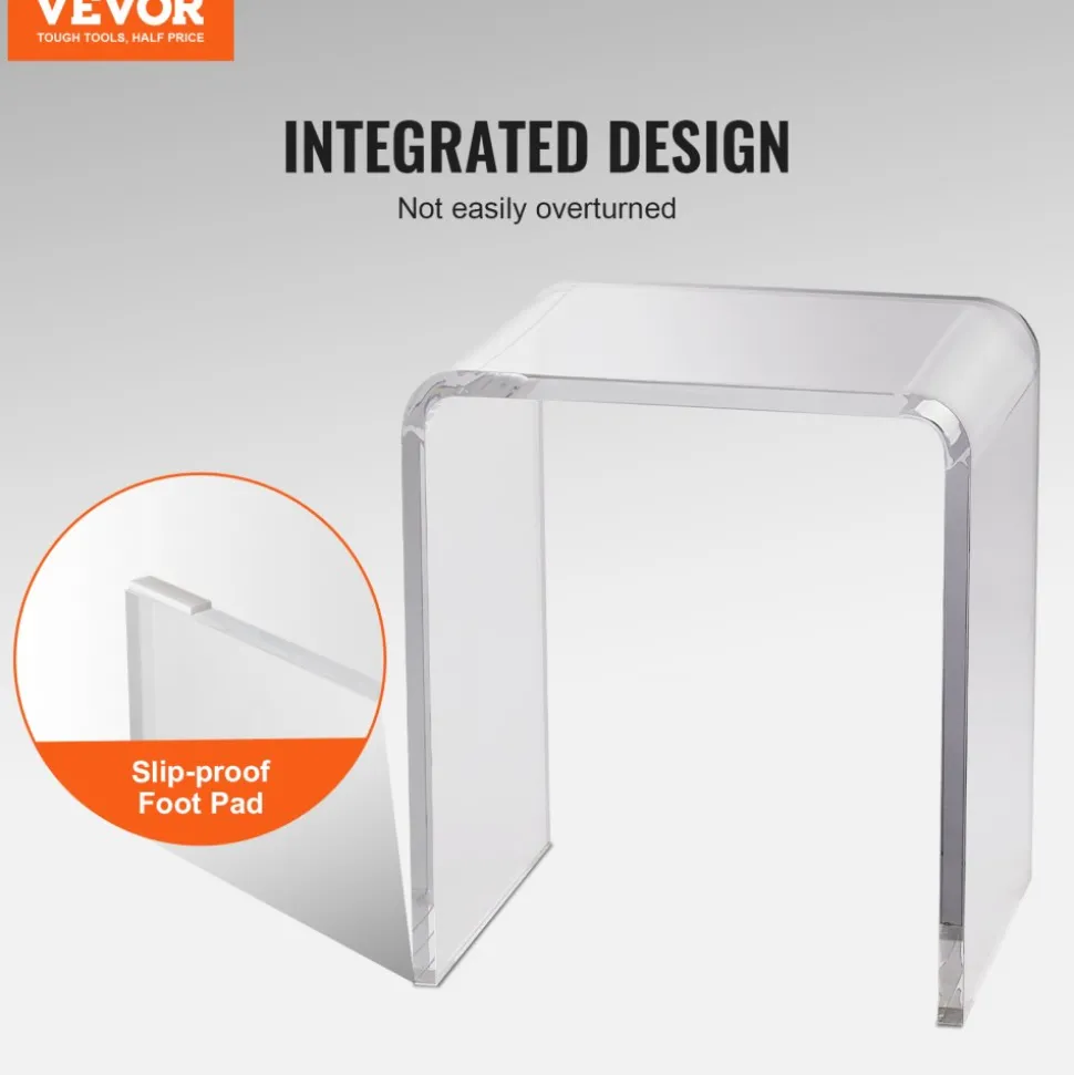 VEVOR Acrylic End Table, C-Shaped Lucite Side Table, Clear Acrylic Side Table for Drink, Food, Snack used in Living Room, Bedroom, and Study