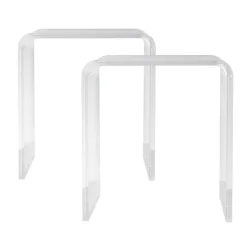 VEVOR Acrylic End Table, 2 pcs C-Shaped Lucite Side Tables, Clear Acrylic Side Table for Drink, Food, Snack used in Living Room, Bedroom, and Study