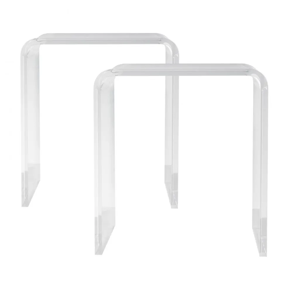 VEVOR Acrylic End Table, 2 pcs C-Shaped Lucite Side Tables, Clear Acrylic Side Table for Drink, Food, Snack used in Living Room, Bedroom, and Study