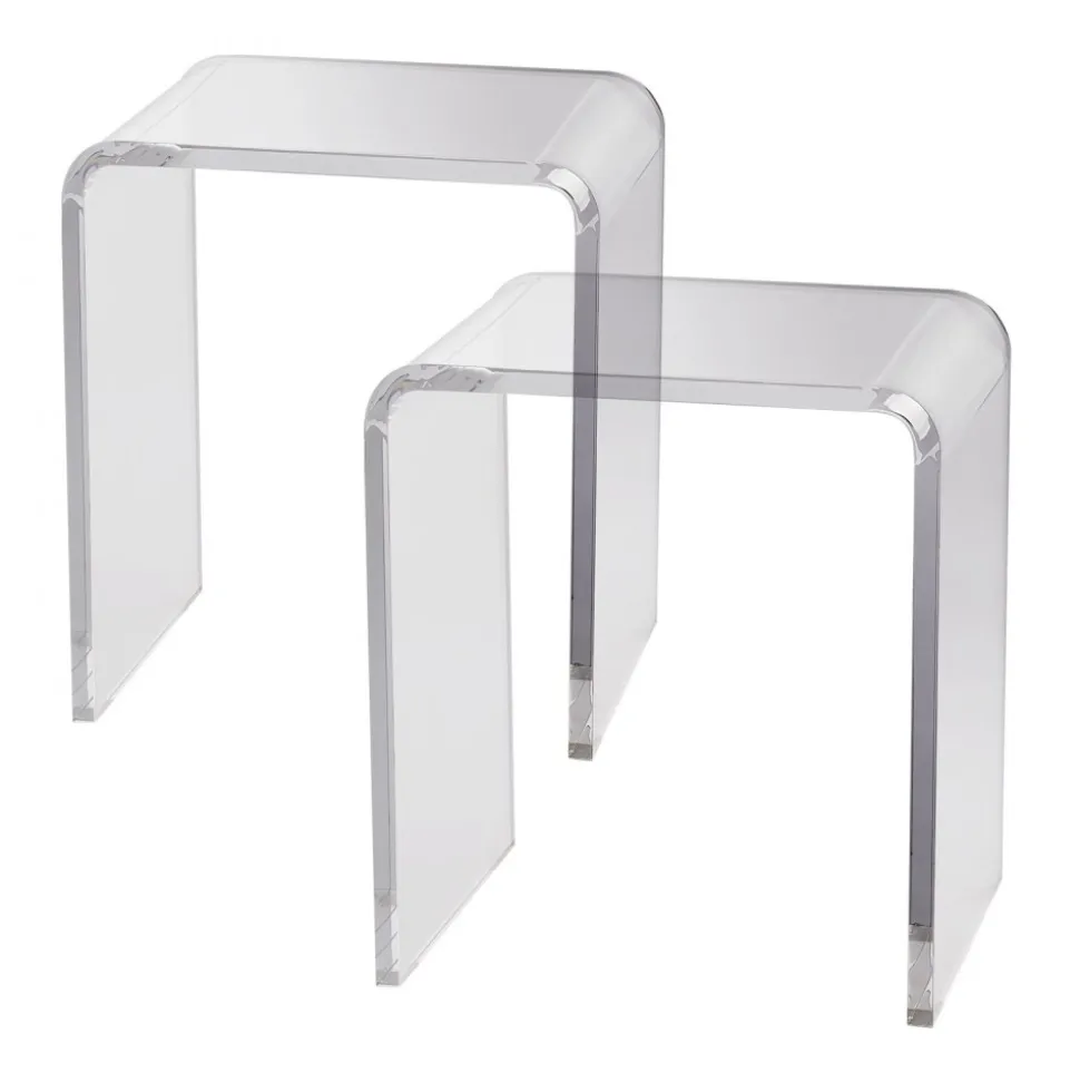 VEVOR Acrylic End Table, 2 pcs C-Shaped Lucite Side Tables, Clear Acrylic Side Table for Drink, Food, Snack used in Living Room, Bedroom, and Study