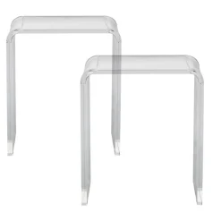 VEVOR Acrylic End Table, 2 pcs C-Shaped Lucite Side Tables, Clear Acrylic Side Table for Drink, Food, Snack used in Living Room, Bedroom, and Study