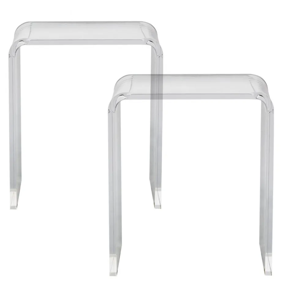VEVOR Acrylic End Table, 2 pcs C-Shaped Lucite Side Tables, Clear Acrylic Side Table for Drink, Food, Snack used in Living Room, Bedroom, and Study