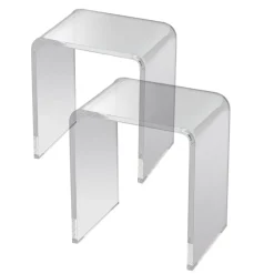 VEVOR Acrylic End Table, 2 pcs C-Shaped Lucite Side Tables, Clear Acrylic Side Table for Drink, Food, Snack used in Living Room, Bedroom, and Study
