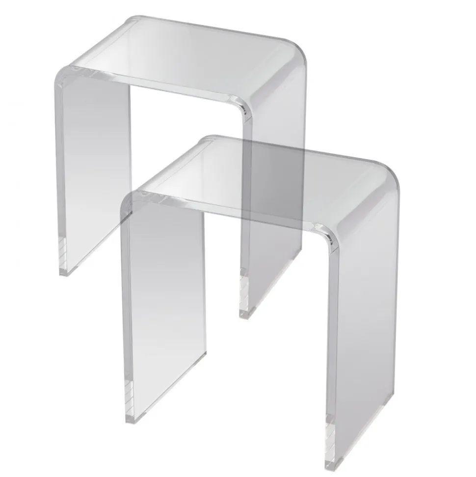 VEVOR Acrylic End Table, 2 pcs C-Shaped Lucite Side Tables, Clear Acrylic Side Table for Drink, Food, Snack used in Living Room, Bedroom, and Study