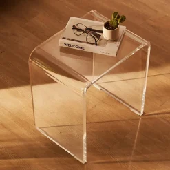 VEVOR Acrylic End Table, 2 pcs C-Shaped Lucite Side Tables, Clear Acrylic Side Table for Drink, Food, Snack used in Living Room, Bedroom, and Study