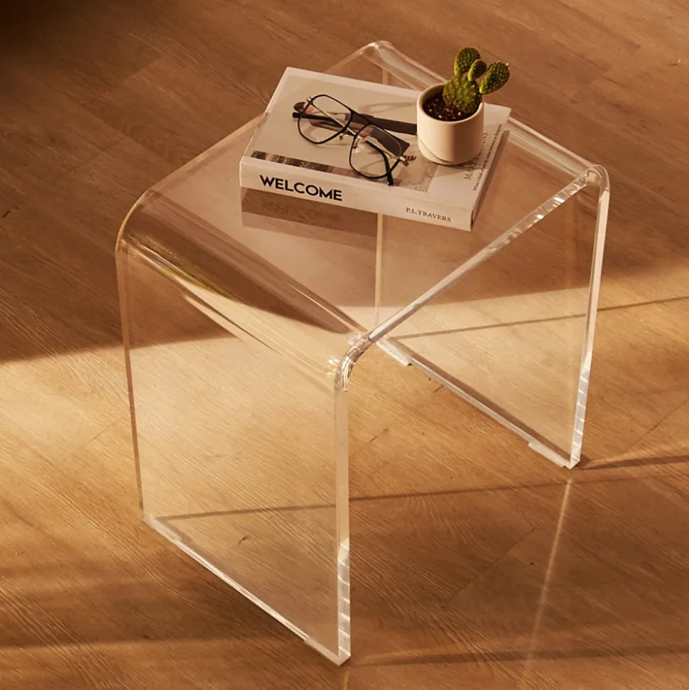 VEVOR Acrylic End Table, 2 pcs C-Shaped Lucite Side Tables, Clear Acrylic Side Table for Drink, Food, Snack used in Living Room, Bedroom, and Study