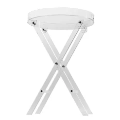 VEVOR Acrylic Folding Tray Table, Acrylic End Table with Folding X Leg, Clear Acrylic Side Table for Coffee, Drink, Food, Snack used in Living Room, Bedroom, and Study