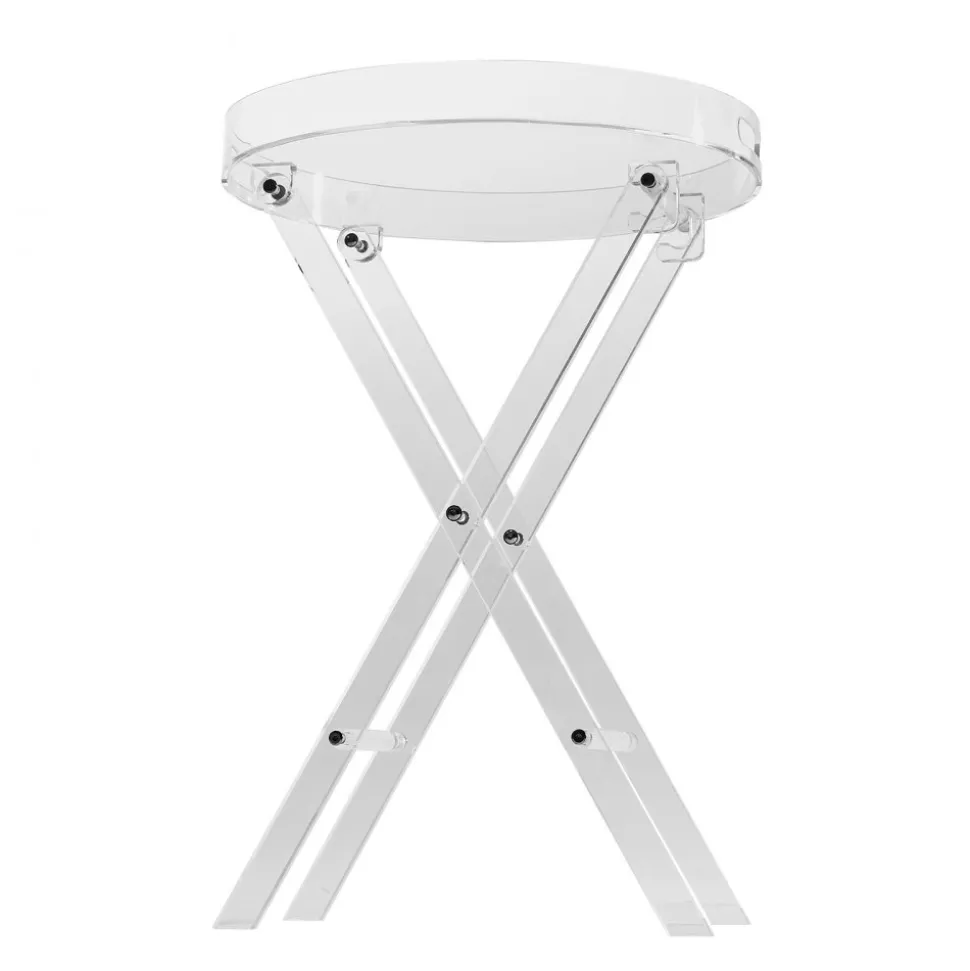 VEVOR Acrylic Folding Tray Table, Acrylic End Table with Folding X Leg, Clear Acrylic Side Table for Coffee, Drink, Food, Snack used in Living Room, Bedroom, and Study