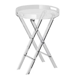 VEVOR Acrylic Folding Tray Table, Acrylic End Table with Folding X Leg, Clear Acrylic Side Table for Coffee, Drink, Food, Snack used in Living Room, Bedroom, and Study