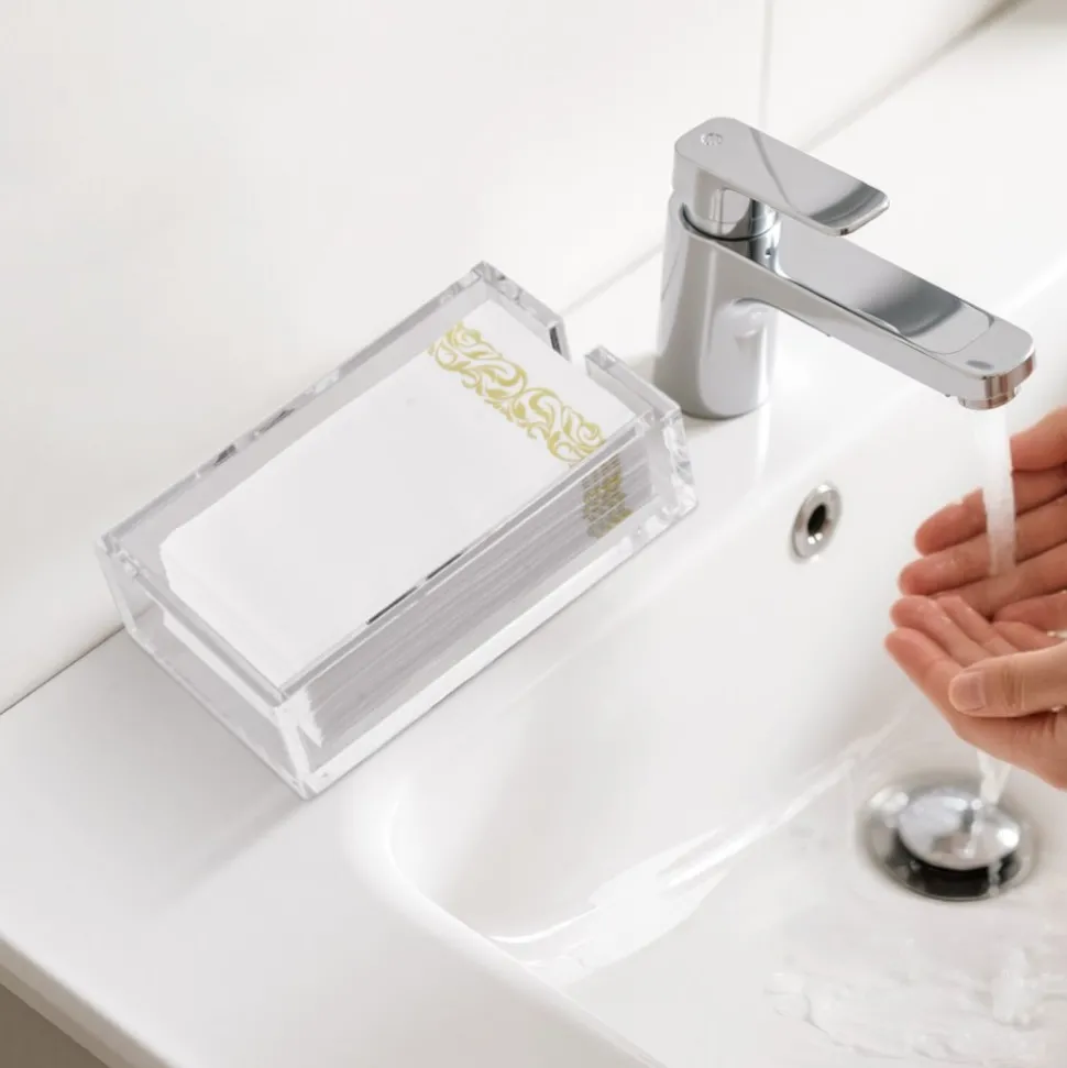 VEVOR Acrylic Napkin Holder, 9.1 x 5.5 x 2.6 inch, Clear Bathroom Guest Towel Storage Tray with U-Shaped Opening, Disposable Paper Towel Holder for Bathroom Kitchen Parties Weddings & Various Events