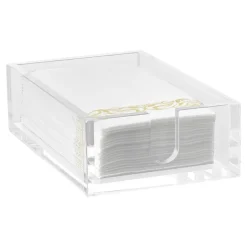 VEVOR Acrylic Napkin Holder, 9.1 x 5.5 x 2.6 inch, Clear Bathroom Guest Towel Storage Tray with U-Shaped Opening, Disposable Paper Towel Holder for Bathroom Kitchen Parties Weddings & Various Events