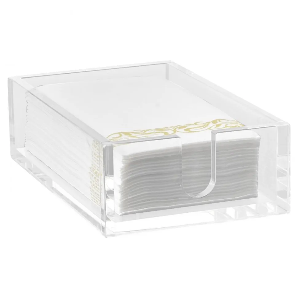 VEVOR Acrylic Napkin Holder, 9.1 x 5.5 x 2.6 inch, Clear Bathroom Guest Towel Storage Tray with U-Shaped Opening, Disposable Paper Towel Holder for Bathroom Kitchen Parties Weddings & Various Events