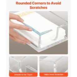 VEVOR Acrylic Napkin Holder, 9.1 x 5.5 x 2.6 inch, Clear Bathroom Guest Towel Storage Tray with U-Shaped Opening, Disposable Paper Towel Holder for Bathroom Kitchen Parties Weddings & Various Events