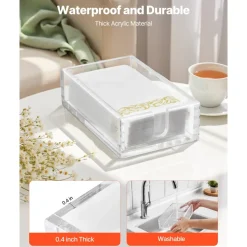 VEVOR Acrylic Napkin Holder, 9.1 x 5.5 x 2.6 inch, Clear Bathroom Guest Towel Storage Tray with U-Shaped Opening, Disposable Paper Towel Holder for Bathroom Kitchen Parties Weddings & Various Events