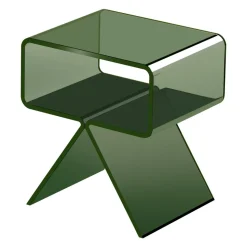 VEVOR Acrylic Nightstand Side Table, Modern Clear Bedside Table with Storage Shelf, Transparent Small End Desk for Living Room, Bedroom, Home Decor, No Assembly Needed, 11.8 x 15.4 x 17 in (Green)