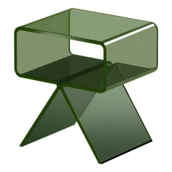 VEVOR Acrylic Nightstand Side Table, Modern Clear Bedside Table with Storage Shelf, Transparent Small End Desk for Living Room, Bedroom, Home Decor, No Assembly Needed, 11.8 x 15.4 x 17 in (Green)