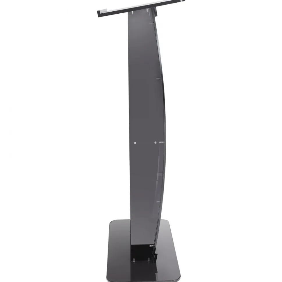 VEVOR Acrylic Podium, 47" Acrylic Podium Stand with Wide Reading Surface & Storage Shelf, Floor-standing Clear Pulpits Acrylic for Church Office School, Black