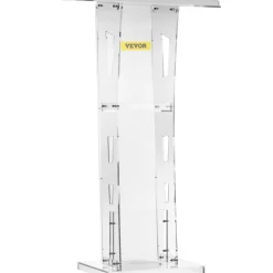 VEVOR Acrylic Podium 45" Tall Plexiglass Podium 26.8"x15" Table Acrylic Pulpits for Churches with 8 mm Thick Acrylic Board Acrylic Podiums and Lecterns Design for Lecture Recital Speech & Presentat