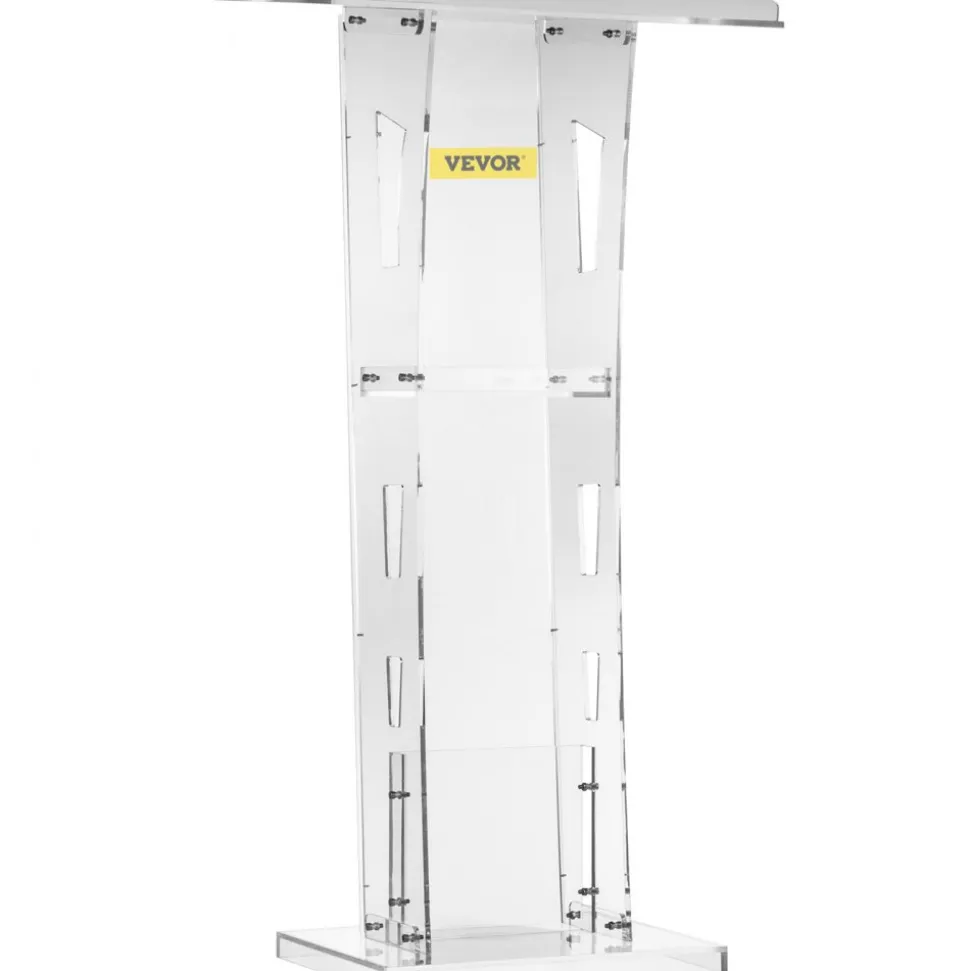 VEVOR Acrylic Podium 45" Tall Plexiglass Podium 26.8"x15" Table Acrylic Pulpits for Churches with 8 mm Thick Acrylic Board Acrylic Podiums and Lecterns Design for Lecture Recital Speech & Presentat