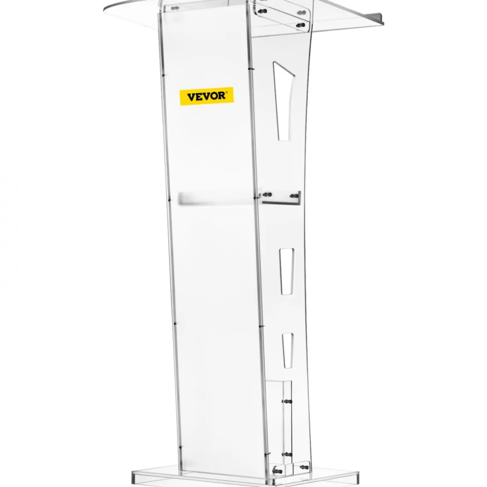 VEVOR Acrylic Podium 45" Tall Plexiglass Podium 26.8"x15" Table Acrylic Pulpits for Churches with 8 mm Thick Acrylic Board Acrylic Podiums and Lecterns Design for Lecture Recital Speech & Presentat
