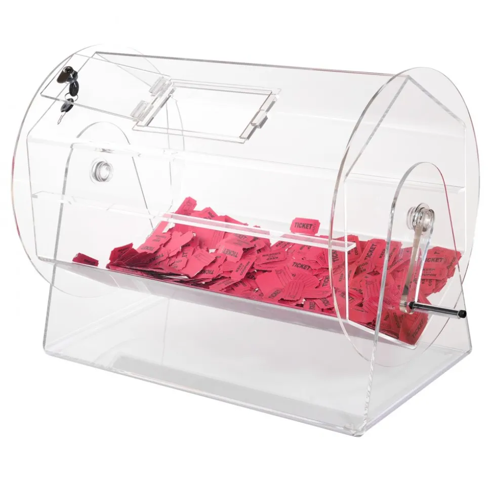 VEVOR Acrylic Raffle Drum,Professional Raffle Ticket Spinning Cage with 2 Keys, Transparent Lottery Spinning Drawing, Holds 10000 Tickets or 300 Raffle Balls, Raffle Ticket Box for Lottery Games Bing