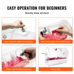 VEVOR Acrylic Raffle Drum,Professional Raffle Ticket Spinning Cage with 2 Keys, Transparent Lottery Spinning Drawing, Holds 10000 Tickets or 300 Raffle Balls, Raffle Ticket Box for Lottery Games Bing